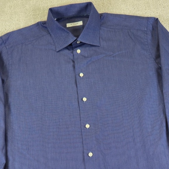 Eton Contemporary Fit Dress Shirt Purple Plaid Pattern Long Sleeve Size 18 (XXL) - Picture 1 of 9